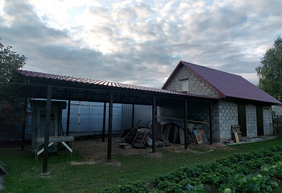 Двухскатный навес c ассиметричной крышей